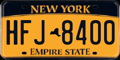 NY license plate HFJ8400