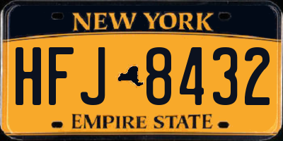 NY license plate HFJ8432