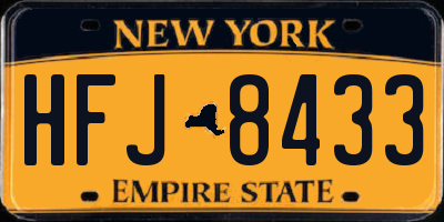 NY license plate HFJ8433