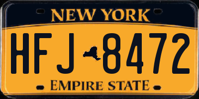 NY license plate HFJ8472