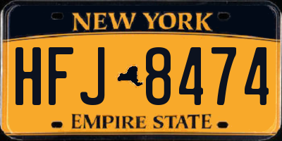 NY license plate HFJ8474