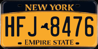 NY license plate HFJ8476