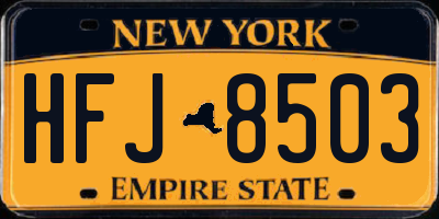 NY license plate HFJ8503