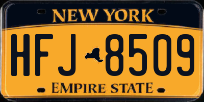 NY license plate HFJ8509