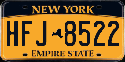 NY license plate HFJ8522