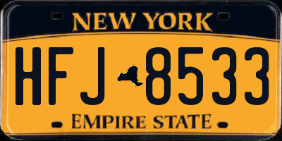 NY license plate HFJ8533