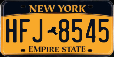 NY license plate HFJ8545