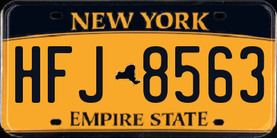 NY license plate HFJ8563