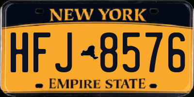 NY license plate HFJ8576