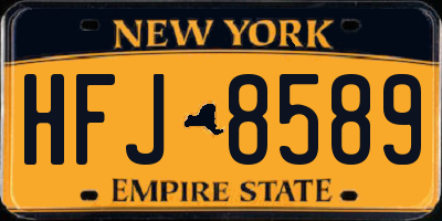 NY license plate HFJ8589