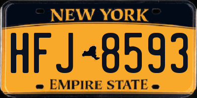 NY license plate HFJ8593
