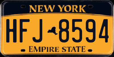 NY license plate HFJ8594