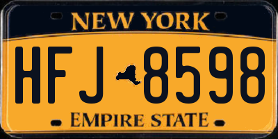 NY license plate HFJ8598
