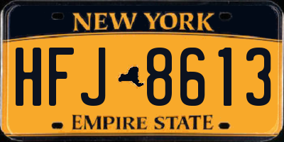 NY license plate HFJ8613