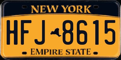 NY license plate HFJ8615