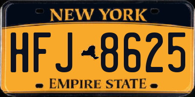 NY license plate HFJ8625
