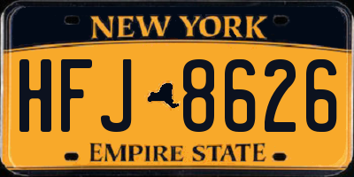 NY license plate HFJ8626