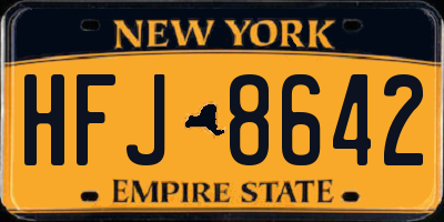 NY license plate HFJ8642