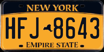 NY license plate HFJ8643
