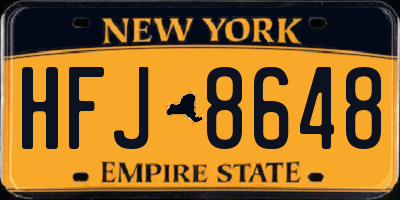 NY license plate HFJ8648