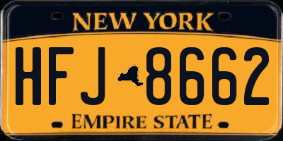 NY license plate HFJ8662