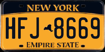 NY license plate HFJ8669