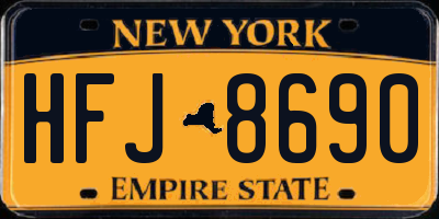 NY license plate HFJ8690