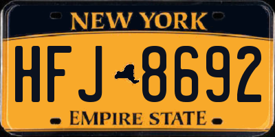 NY license plate HFJ8692