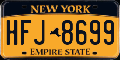 NY license plate HFJ8699