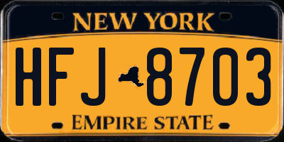 NY license plate HFJ8703