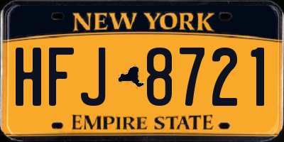 NY license plate HFJ8721