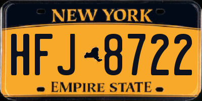 NY license plate HFJ8722
