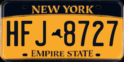 NY license plate HFJ8727