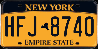 NY license plate HFJ8740