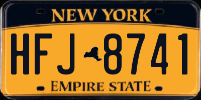 NY license plate HFJ8741