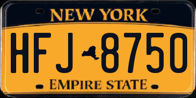NY license plate HFJ8750