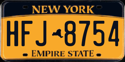 NY license plate HFJ8754