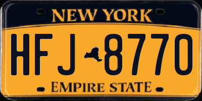 NY license plate HFJ8770
