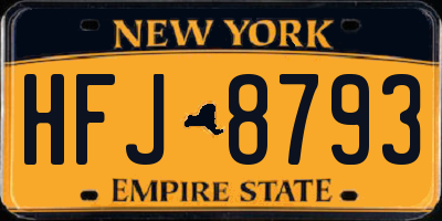 NY license plate HFJ8793