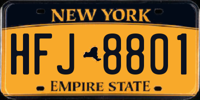 NY license plate HFJ8801