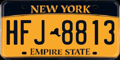 NY license plate HFJ8813
