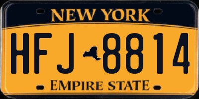 NY license plate HFJ8814