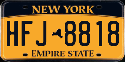 NY license plate HFJ8818