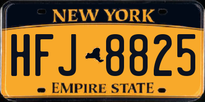 NY license plate HFJ8825