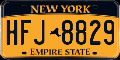 NY license plate HFJ8829