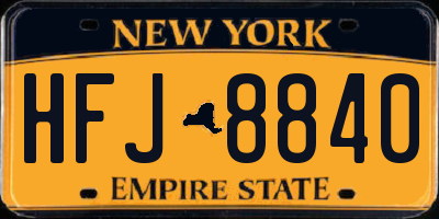NY license plate HFJ8840