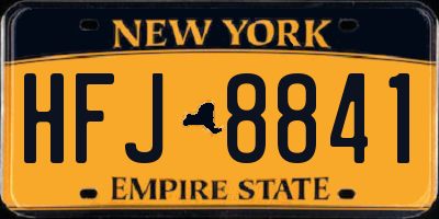 NY license plate HFJ8841