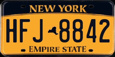 NY license plate HFJ8842