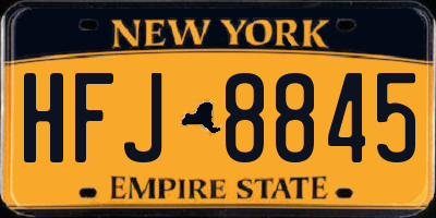 NY license plate HFJ8845