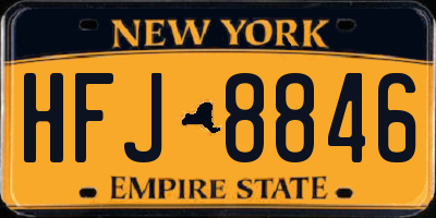 NY license plate HFJ8846